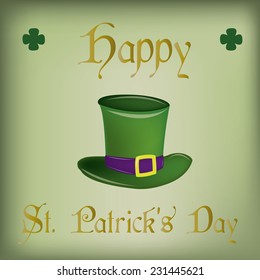 a green background with an isolated hat and text for patrick's day