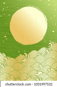 Green background of Japanese traditional pattern