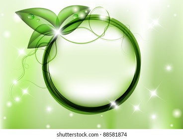 Green background with leafs and copy space