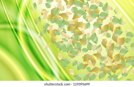 green background with leaves