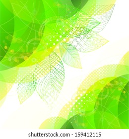green background with leaves 
