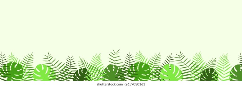 Green background with leaves at the bottom.