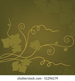 Green background with leaves and curls