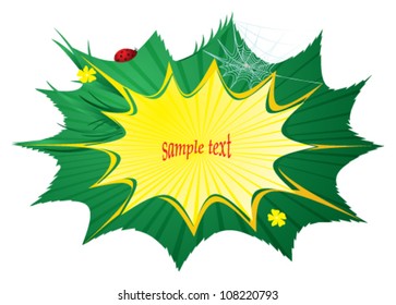 green background with leaves and flowers