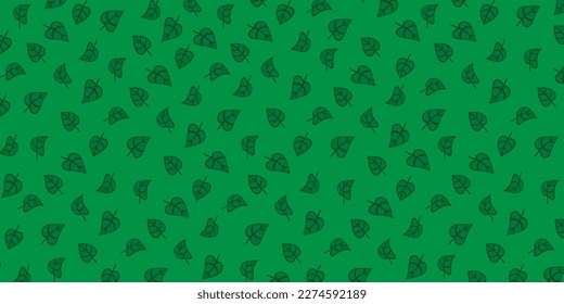 Green background with leaves pattern. Vector illustration