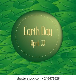 a green background with a lot of leaves and text for earth day