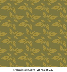 A green background with leaves in various sizes. The leaves are arranged in a pattern