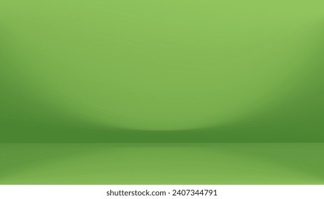 Fondo verde con luz, sombra en el estudio de habitación vacía,Gradiente verde en la sala de pared con pantalla de maquillaje en el suelo usado para el producto de fondo presente, primavera, fondo de verano o Día de San Patricio,Pascua