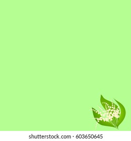 Green background with lily-of-the-valley, vector illustration