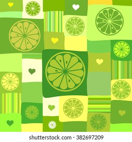 Green background with lime. Vector Illustration