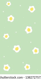Green Background With Little Daisy.