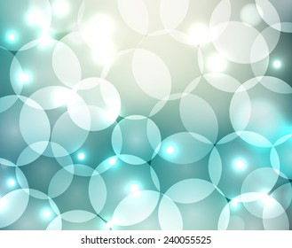 green background with macro bokeh lights. Perfect template for posters, websites, magazines, brochures, catalogs