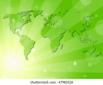 Green background with map of the world