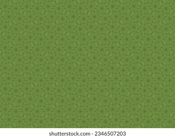 Green background material of Japanese traditional pattern of flax ornament.