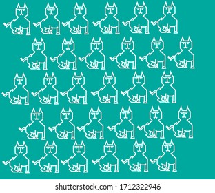 Green background minimalist cat pattern