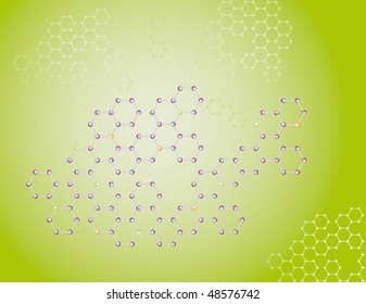 The green background of the molecules. Vector illustration