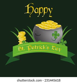 a green background with a money pot and a ribbon with text for patrick's day