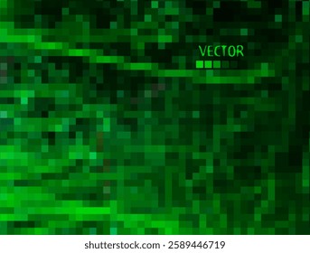 Green background mosaic. hand drawing. Not AI, Vector illustration