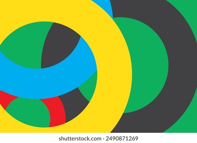 Green background with multi-colored circles on it.