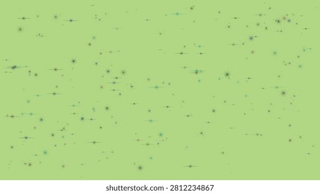 Green background with multicolored starburst shapes scattered randomly everywhere