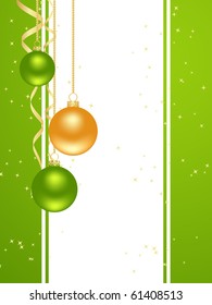 Green background with new year decorations. Vector illustration.