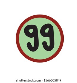 green background, number, black word.