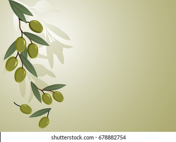 Green background with olives branches