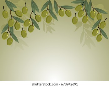 Green background with olives branches