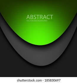 Green background on black space vector line curve graphic for text and message board for modern website design
