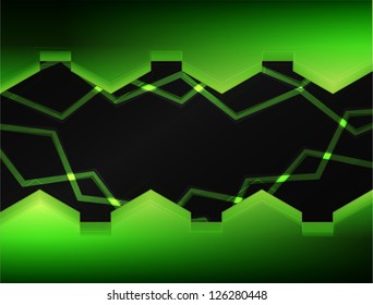  Green background on the black vector illustration.