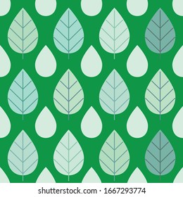 Green background on leaves pattern vector