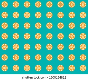Green background on orange slice fruit pattern vector