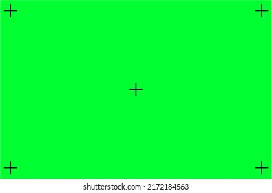 Green background on the screen. VFX motion tracking markers. Tracking concept, work with video materials. Vector image