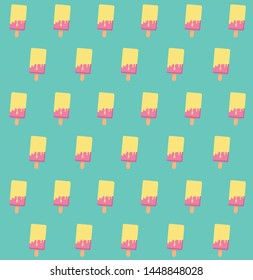 Green background on sweet ice cream summer pattern vector