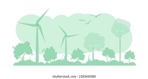 Green Background on the theme of ecology and green energy. Vector.