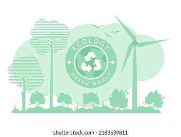Green Background on the theme of ecology and green energy. Vector.