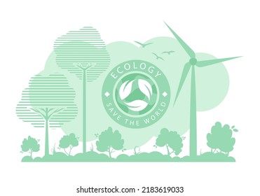 Green Background on the theme of ecology and green energy. Vector.