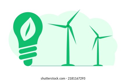 Green background on the theme of green energy. Green planet and zero waste concept. Vector illustration.