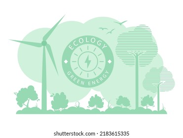 Green Background on the theme of green energy and ECO. Vector illustration.