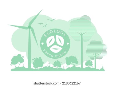 Green Background on the theme of green energy and ECO. Vector illustration.