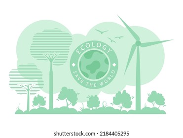 Green Background on the theme of green energy and ECO. Vector.