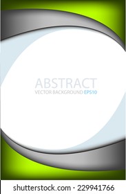 Green background on white with silver grey line paper curve line abstract for text and message modern artwork design , vector