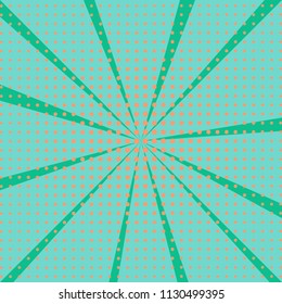 Green background. Orange halftone texture. Idea for web design, game. Vintage style. Vector illustration