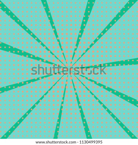 Green background. Orange halftone texture. Idea for web design, game. Vintage style. Vector illustration
