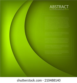 green background overlap layer curve line shadow for text and message modern website design , vector