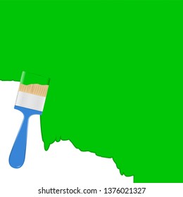 Green background with paintbrush vector image