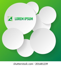 Green background with paper circles for your text