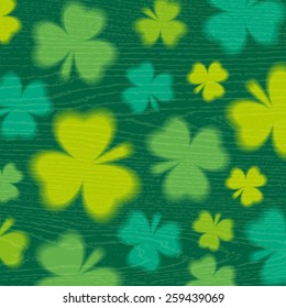 green  background for Patricks day with shamrocks, vector illustration