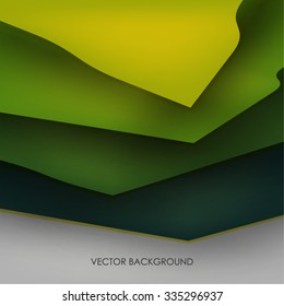 green background for posters and billboards with shadow strips of paper rectangles