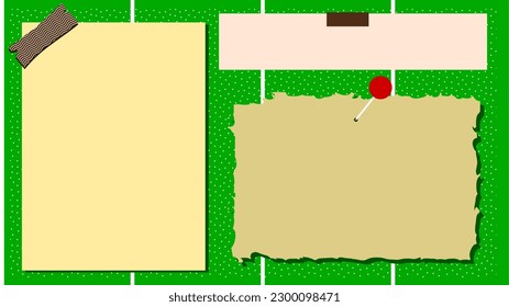Green Background for presentation at school and office with sticky note designs